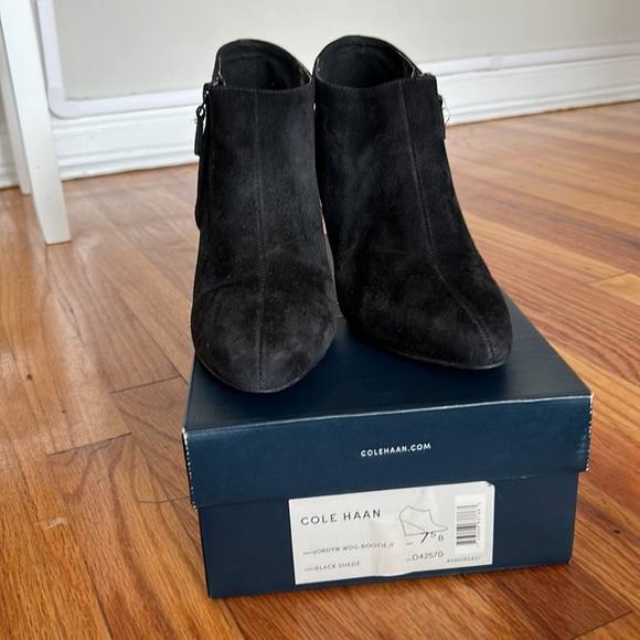 Cole Haan Jordyn Wedge Bootie- Black Suede - Picture 2 of 4